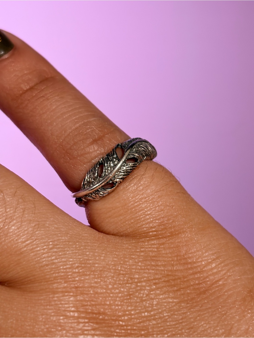 Sterling Feather Ring size 5